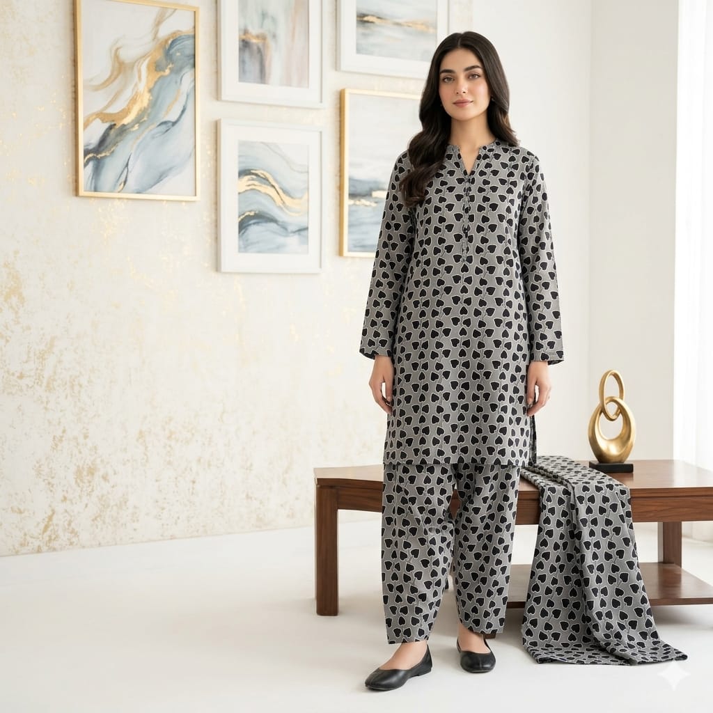 2 Pcs Unstitched Digital Print Suit JS 0558