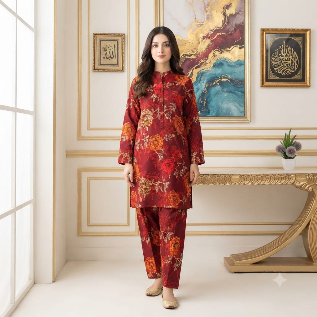 2 Pcs Unstitched Digital Print Suit JS 0604