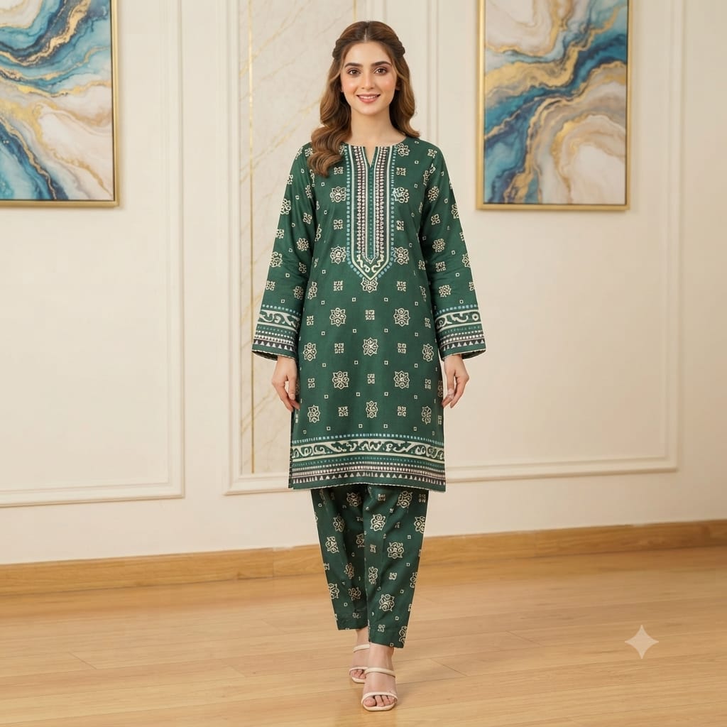 2 Pcs Unstitched Digital Print Suit JS 0546