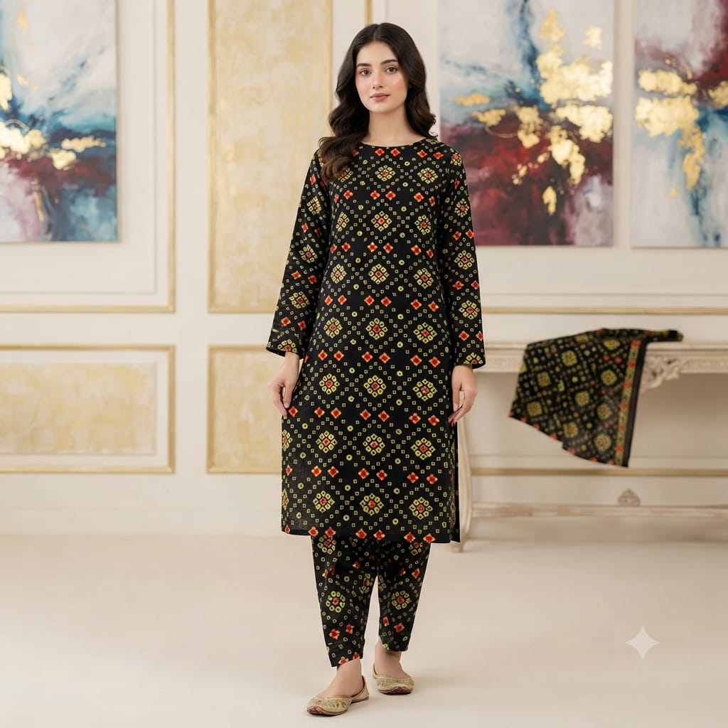2 Pcs Unstitched Digital Print Suit JS 0545