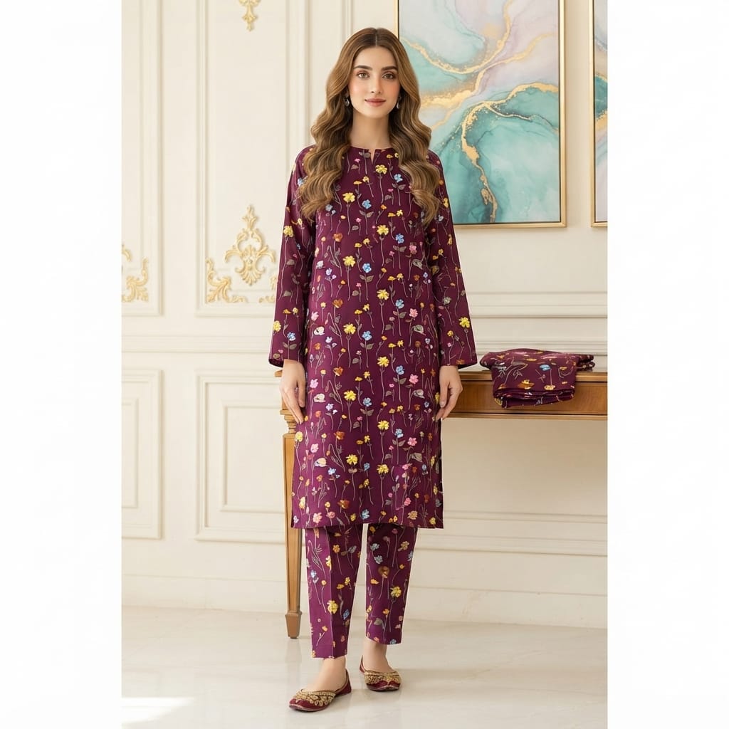 2 Pcs Unstitched Digital Print Suit JS 0538