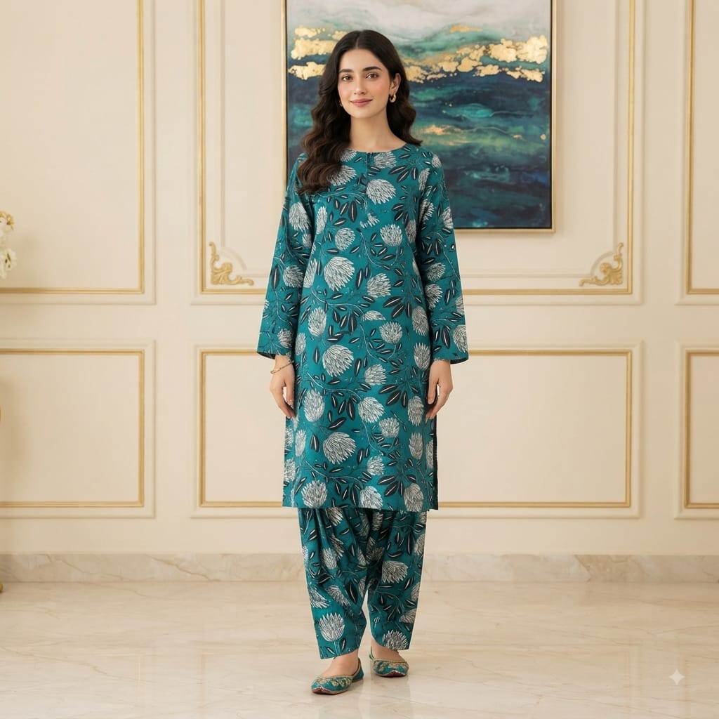 2 Pcs Unstitched Digital Print Suit JS 0534