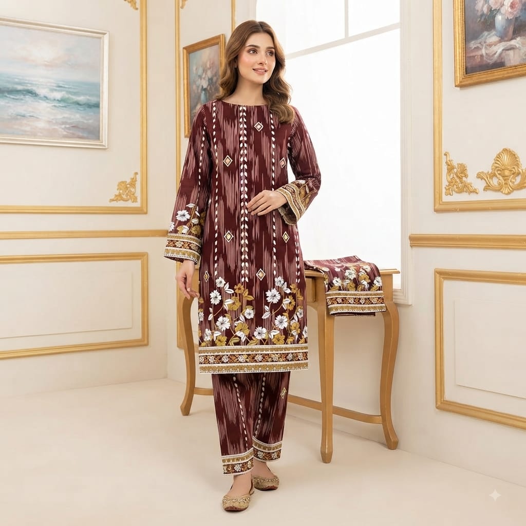 2 Pcs Unstitched Digital Print Suit JS 0525
