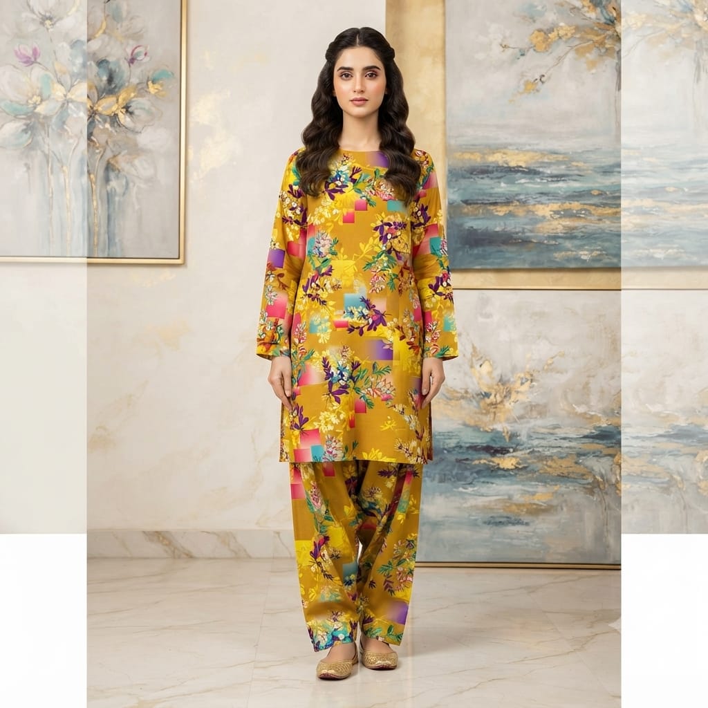 2 Pcs Unstitched Digital Print Suit JS 0613